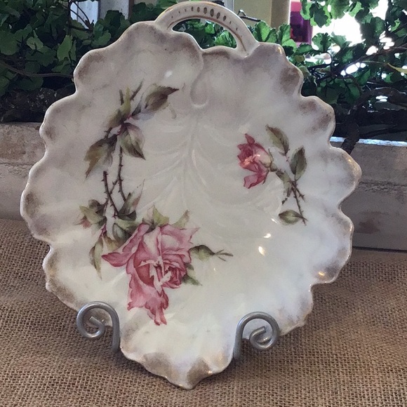 Wheelock Germany Dining Vintage Porcelain Leaf Shaped Trinket Dish